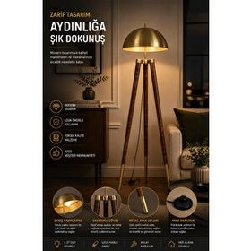Lumexx Stil Büyük Retro Başlıklı Eskitme Ceviz Lambader