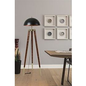 Lumexx Stil Ceviz Siyah Büyük Retro Başlıklı Lambader