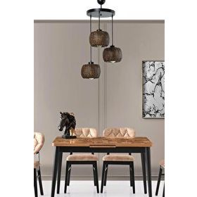 Lumexx Tiger 3'lü Tepsili Ceviz Rattan Sarkıt
