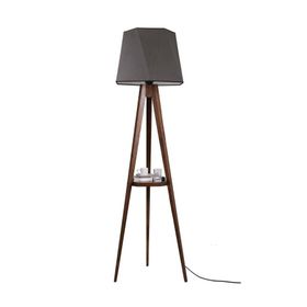 Lumexx Tripod Ceviz Altıgen Koyu Gri Abajurlu Lambader