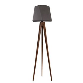 Lumexx Tripod Ceviz Altıgen Koyu Gri Abajurlu Lambader