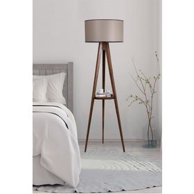 Lumexx Tripod Ceviz Silindir 82 Abajurlu Lambader