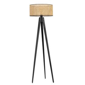 Lumexx Tripod Siyah Silindir Rattan Abajurlu Lambader