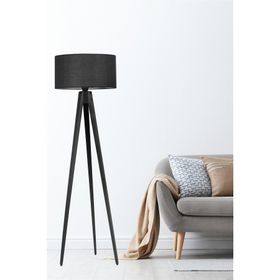 Lumexx Tripod Siyah Silindir Siyah Abajurlu Lambader