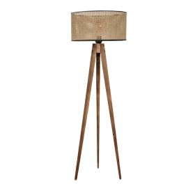 Lumexx Tripod Yanık Silindir Rattan Abajurlu Lambader