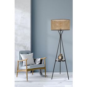 Lumexx Venedik Sehpalı Silindir Rattan Siyah Lambader