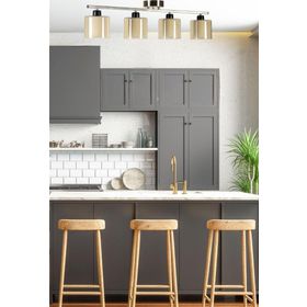 Lumexx Yeni Nomi Mat Krom-Bal Camlı 4'lü Avize