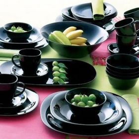 Luminarc Carine Temperli Siyah 6 Adet 21 cm Tabak 12 cm Çorba Kase 12 Parça Yemek Takımı