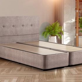 Luna Baza Ve Başlık Seti - 200x200 Cm Çift Kişilik Sandıklı Kumaş Baza Seti