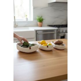 Luna Cucina Jüt 3'lü Oval Ekru 29 cm Organizer