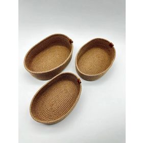 Luna Cucina Jüt 3'lü Oval Hasır 29 cm Organizer