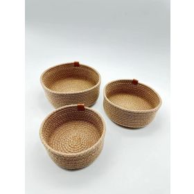 Luna Cucina Jüt 3'lü Yuvarlak Hasır 24 cm Organizer