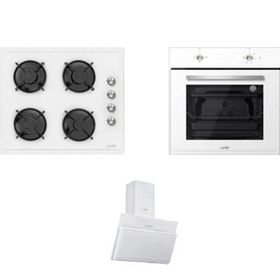 Luno F6502W01 - LCO5335W01 - 3420.6.W01 Beyaz Cam Ankastre Set
