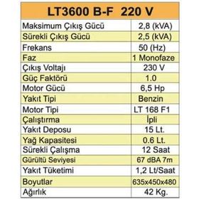 Lutian LT3600 B-F Benzinli Jeneratör