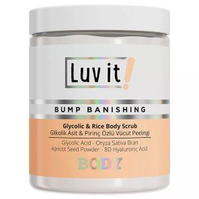 Luv It Glikolik Asit Vücut Peelingi Pirinç Özlü Hyalüronik Asit İçeren 250 ml Body Scrub
