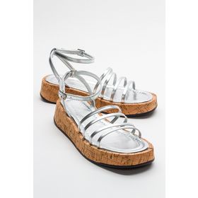 LuviShoes 16-357 ANGELA Metalik Gümüş Kadın Sandalet