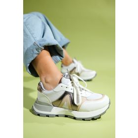 LuviShoes 210-20121 CALM Beyaz Platin Kadın Spor Ayakkabı