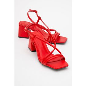 LuviShoes Daisy Kırmızı Cilt Kadın Topuklu Ayakkabı