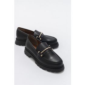 LuviShoes Dual Siyah Cilt Kadın Oxford Ayakkabı