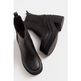 LuviShoes Emma Siyah Cilt Kadın Bot