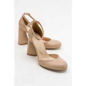 LuviShoes Oslo Bej Cilt Kadın Topuklu Ayakkabı