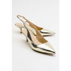 LuviShoes Value Altın Desenli Kadın Topuklu Ayakkabı