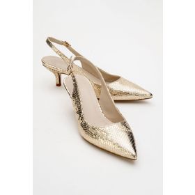 LuviShoes Value Altın Desenli Kadın Topuklu Ayakkabı