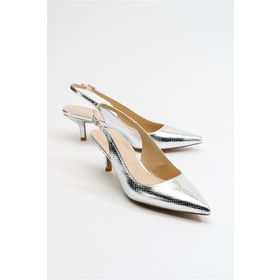 LuviShoes Value Gümüş Desenli Kadın Topuklu Ayakkabı