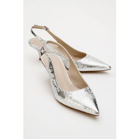 LuviShoes Value Gümüş Desenli Kadın Topuklu Ayakkabı