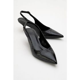 LuviShoes Value Siyah Desenli Kadın Topuklu Ayakkabı