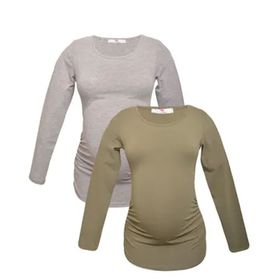 LuvmaBelly MYRA2304-2307 Gri Haki Hamile T-Shirt Seti