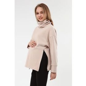 LuvmaBelly MYRA4283 Bej Fermuarlı Hamile Sweatshirt