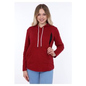 LuvmaBelly MYRA4508 Bordo Pamuklu Lohusa Emzirme Sweatshirt