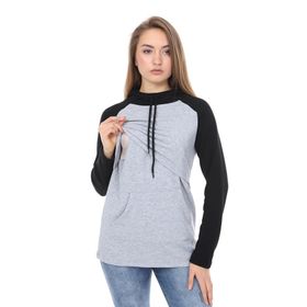 LuvmaBelly MYRA4524 Siyah Gri Kapüşonlu Cepli Emzirme Sweatshirt