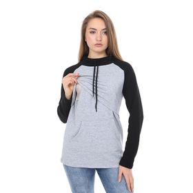LuvmaBelly MYRA4524 Siyah Gri Kapüşonlu Cepli Emzirme Sweatshirt