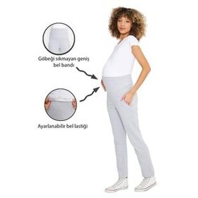 LuvmaBelly MYRA8600 Gri Örme Hamile Eşofman Altı