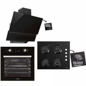Luxell Opall B66-SGF3+C6-40BF+DA6-835 Siyah Ankastre Set
