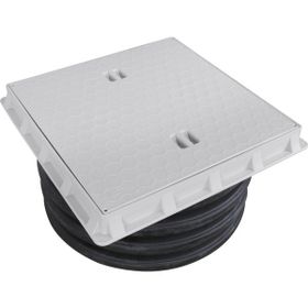 Lüxwares 500 mm Düz Plastik Rögar Menhol Kapak ve Çerçeve Koruge Boru Uyumlu