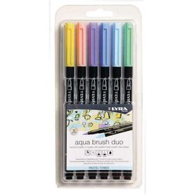 Lyra 6 Renk Pastel Tone Aqua Brush Duo Çift Taraflı Fırça Uçlu Kalem Seti