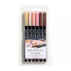 Lyra Aqua Brush Duo 6 Renk Skin Tone Çift Taraflı Fırça Uçlu Kalem Seti