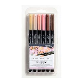 Lyra Aqua Brush Duo 6 Renk Skin Tone Çift Taraflı Fırça Uçlu Kalem Seti