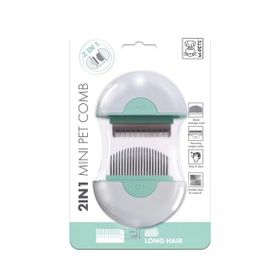 M-Pets 2 in 1 Uzun Tüylü Kedi ve Köpekler İçin Yeşil Furminatör ve Masaj Tarağı
