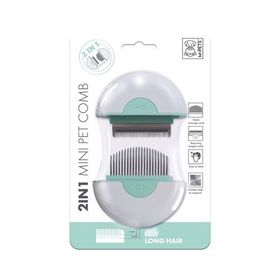 M-Pets 2 in 1 Uzun Tüylü Kedi ve Köpekler İçin Yeşil Furminatör ve Masaj Tarağı