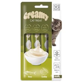 M-Pets 4x15 gr Creamy Deniz Taraklı ve Ton Balıklı Sıvı Kedi Ödül Maması