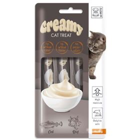 M-Pets 4x15 gr Creamy Morina Balıklı Ve Sığır Etli Sıvı Kedi Ödül Maması