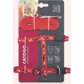 M-Pets Catogo 90-170 cm Kırmızı Kedi Göğüs Tasması Seti
