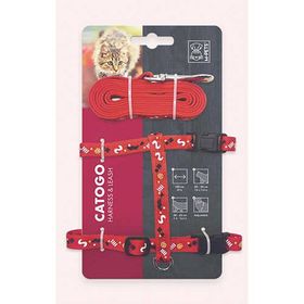 M-Pets Catogo 90-170 cm Kırmızı Kedi Göğüs Tasması Seti