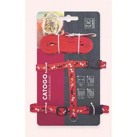 M-Pets Catogo 90-170 cm Kırmızı Kedi Göğüs Tasması Seti