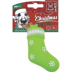 M-Pets Christmas Yeşil Çorap Latex 13 cm Köpek Oyuncağı