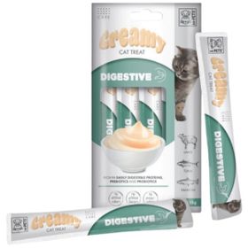 M-Pets Creamy Fonksiyonel Digestive Kuzu Etli Ton Balıklı ve Somonlu 4x15 gr Krema Kedi Ödülü